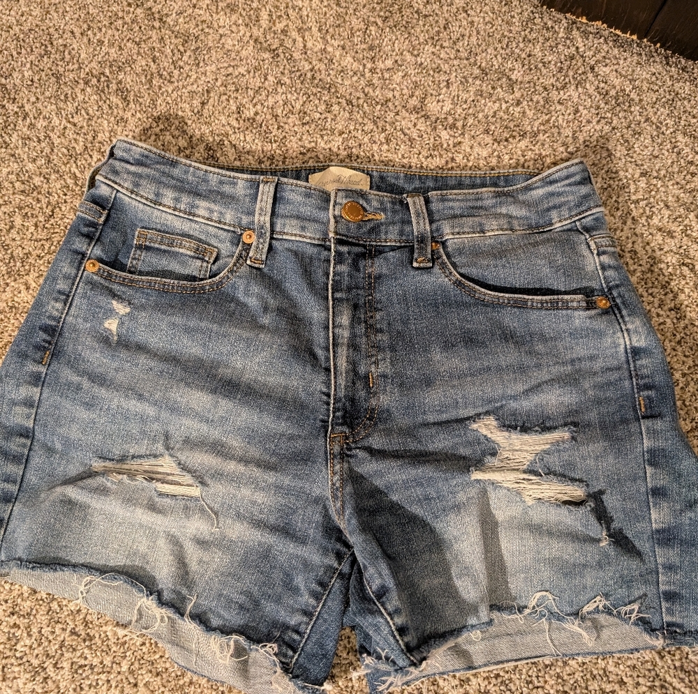 Denim Distressed Women Shorts, Size 8